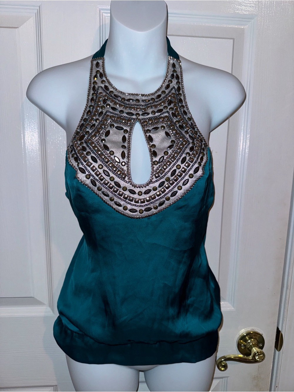 Vintage y2k‎ bebe Embellished Teal Halter Top